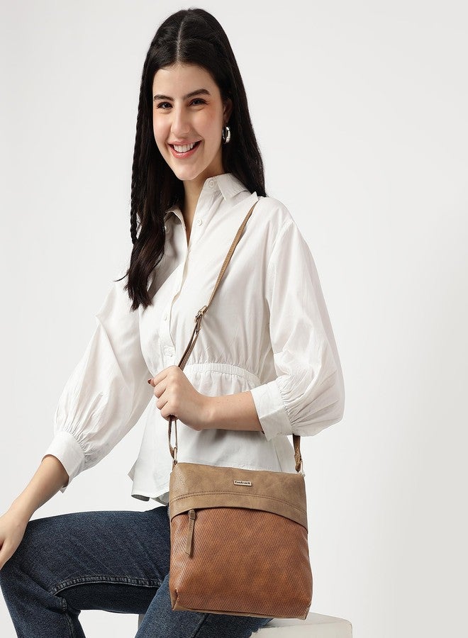Fastrack Sling Bag For Women | Faux Leather Sling With Textured Design | Multi-Pocketed Crossbody With Adjustable and Comfortable Strap | Trendy Handbags For Women | - Image 2